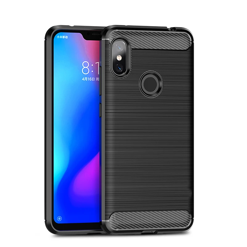 For Xiaomi Redmi Note 6 Pro Case Soft Silicone Brushed Carbon Fiber Xiomi Note6 6A Rugged Armor TPU Phone Cases Cover |