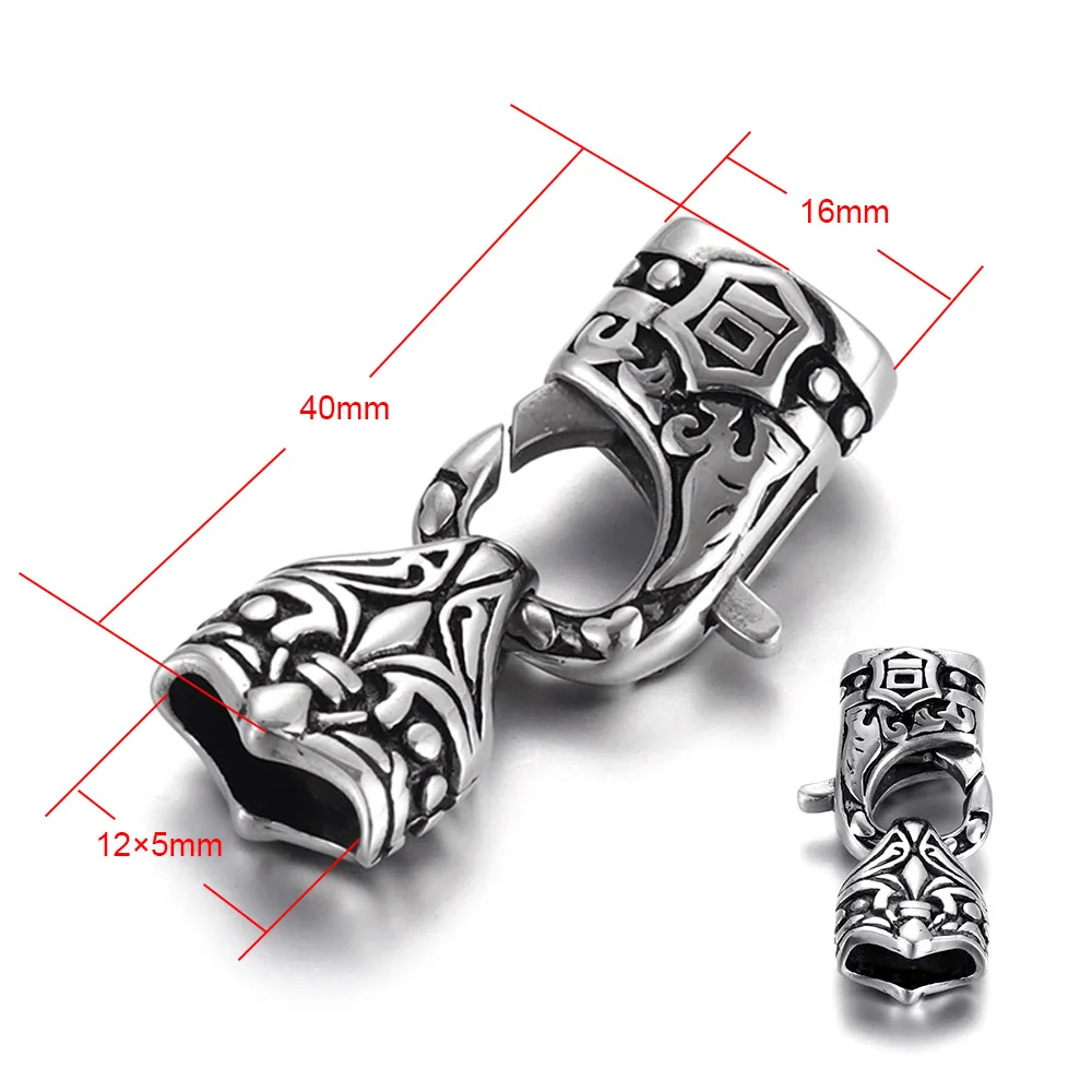 Hole 12x5mm Винтажная застежка-коготь из нержавеющей стали с кожаным шнуром, Пружинная Застежка крючок, сделай сам, браслет, запчасти для изготовления ювелирных изделий - Цвет: Hole 12x5mm
