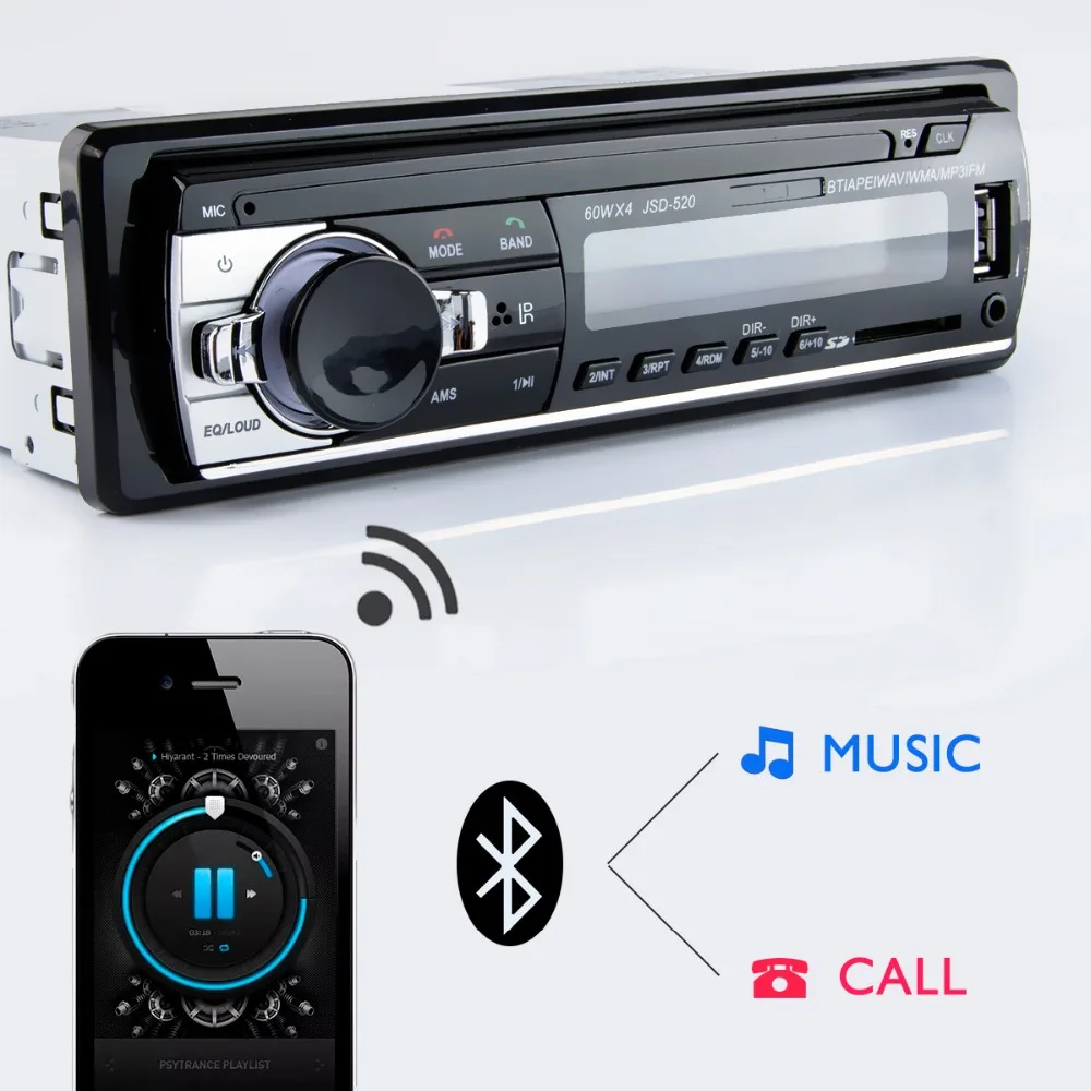 Hippcron автомобиля радио MP3 плееры FM аудио музыка цифровой стерео Bluetooth 60 Вт x 4 SD/USB с в