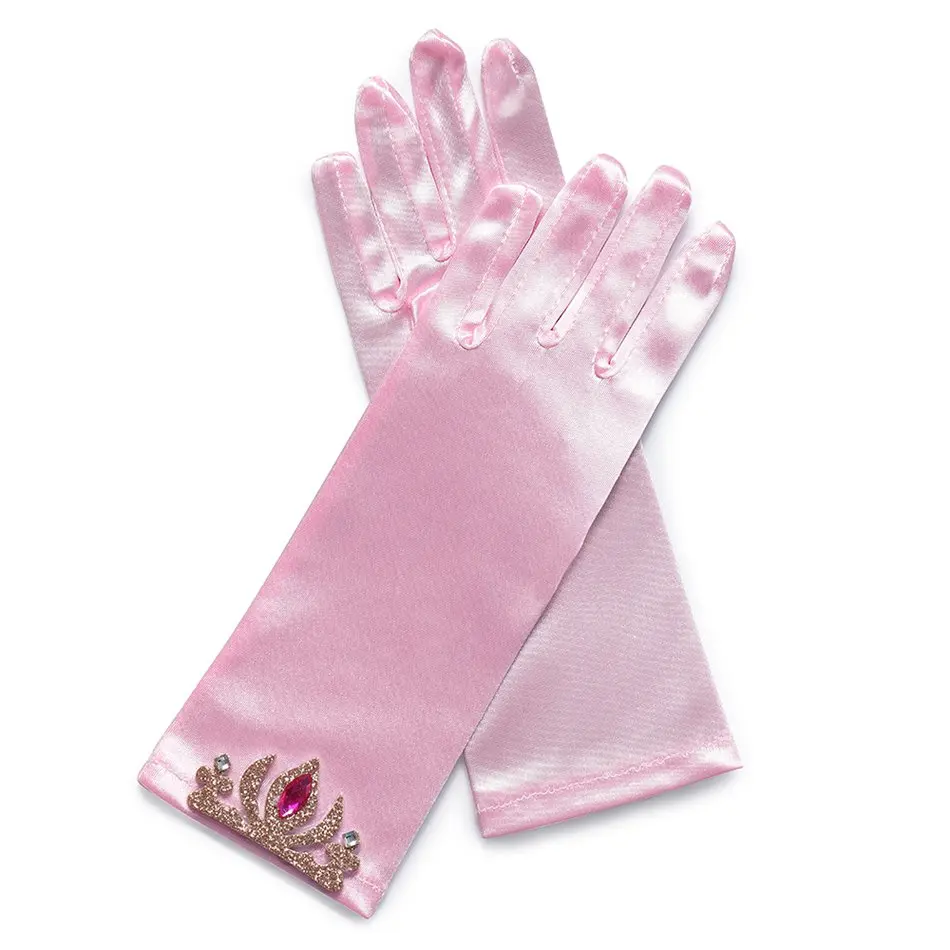 Crown Gloves-Pink PaMaBa/11,42 дюйма, перчатки принцессы Золушки без пальцев для девочек, коронация Эльзы, перчатки, аксессуары, детское платье для свадебной вечеринки, возраст от 2 до 10 лет - Цвет: Crown Gloves-Pink