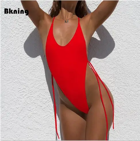 Red Bkning, сексуальные стринги, желтые, одноцветные, одежда для плавания для женщин, 1 шт., купальник, 5 цветов, открытая спина, купальный костюм,, пляжный костюм, одежда для плавания, костюмы - Цвет: Red