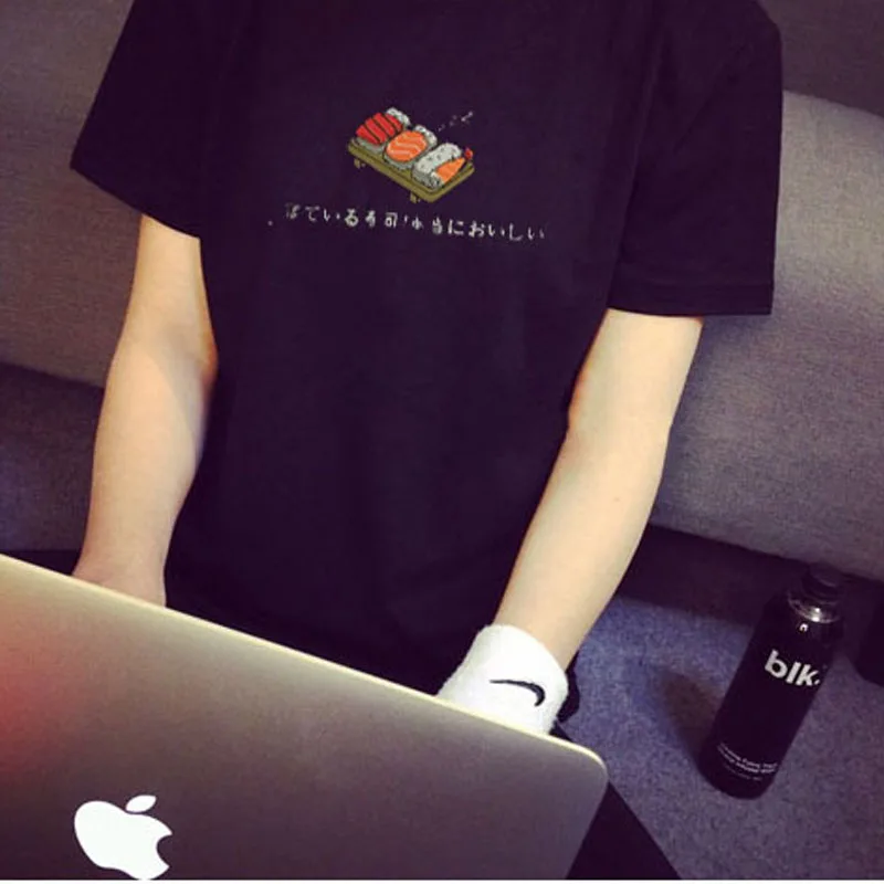 Женская футболка с коротким рукавом летняя принтом в японском стиле|sleeve details|t-shirts