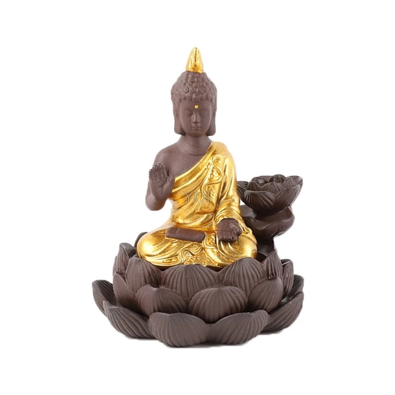 

Ceramic Buddha Handicraft Smoke Backflow Cone Censer Holder Incense Burner Buddhist Decoration Office Home Tea House