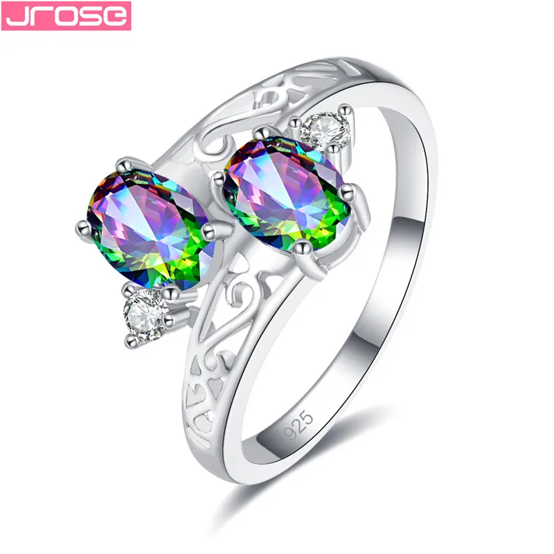 JROSE двойные овальные изысканные украшения радужные небесно голубые циркониевые