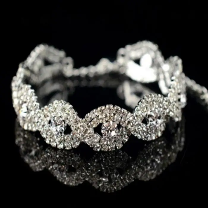 Модные вечерние Стразы для свадьбы Bling Для женщин браслет с геометрическим рисунком