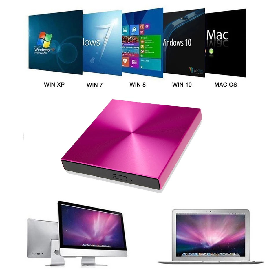 Новейший USB 3.0 внешний DVD RW Burner CD Disc Player Портативный оптический привод для MacBook /