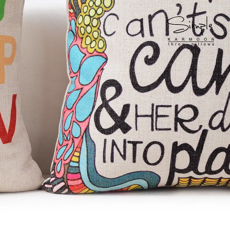 Винтаж Алфавит Цитата Декоративные льняные Чехлы для подушек Подушка Чехол