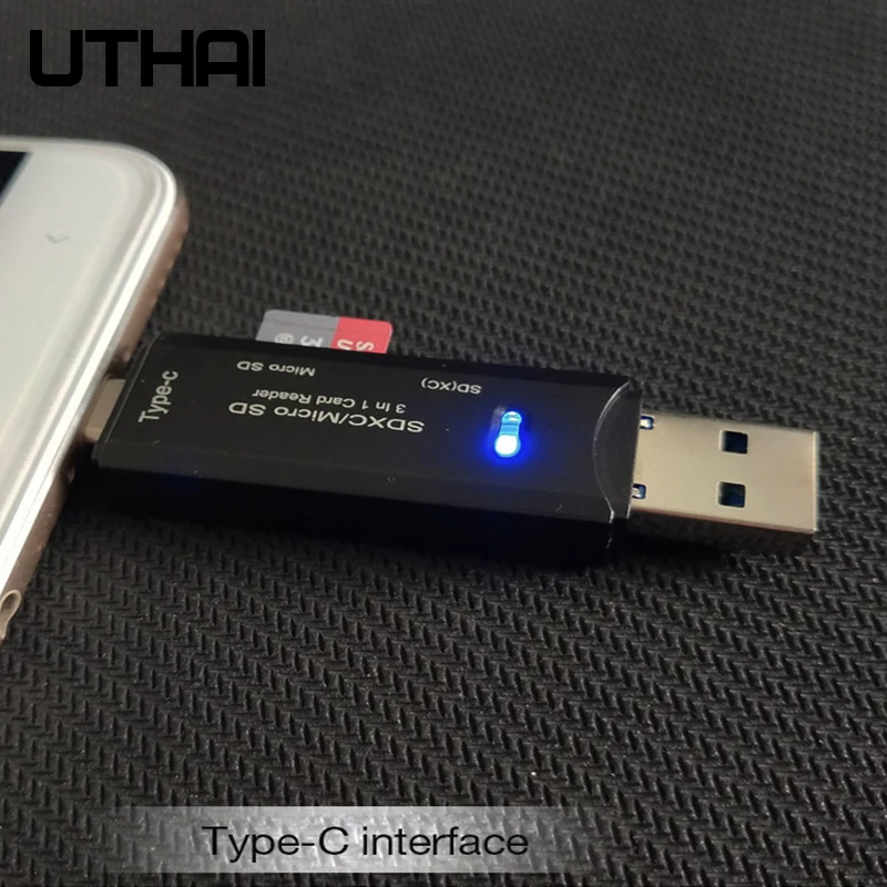 UTHAI C18 мульти-кардридер USB 3,0 SD/Micro SD TF OTG Смарт-карта памяти адаптер для ноутбука USB 3,0 type C кардридер