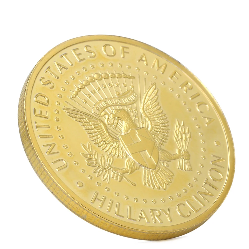 Лидер продаж Золотой Серебристый Хиллари Клинтон в Бог мы доверяем памятная