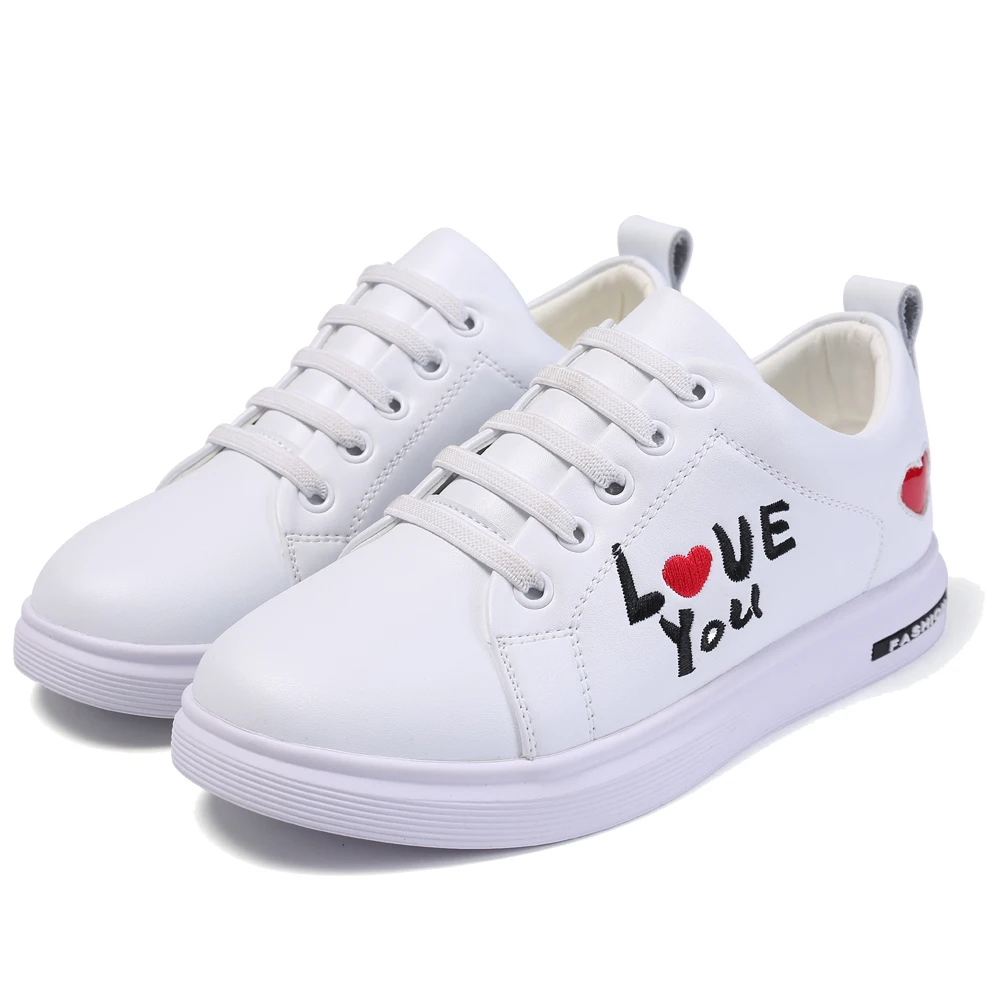 Keruishu Children's Casual Shoes Teenage Fashion Genuine Leather Sneakers For Kids White Wild Flat Boys Girls Unisex 32-37 | Детская