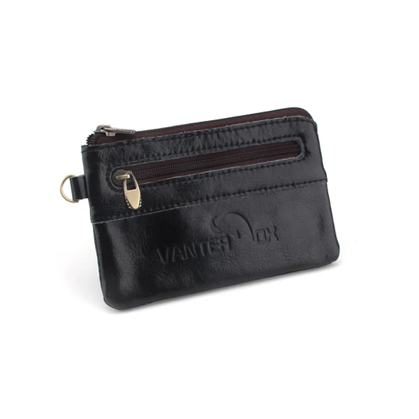 8118black VANTER OX, модный мужской или женский мини кошелек из натуральной кожи, чехол для монет, держатель для карт, кошелек, клатч, короткий, на молнии, маленькая сумка для мелочи - Цвет: 8118black