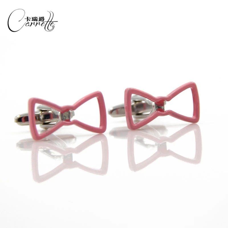 Ценность промо Забавный милый розовый бант простые мужские запонки французские