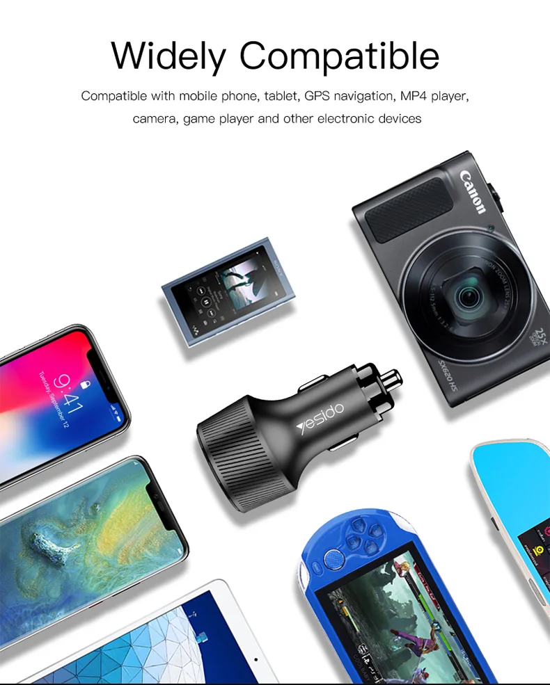 Yesido Y31 3.4A двойной Переходник USB для зарядки в машине цифровой дисплей быстрое зарядное устройство для телефона планшета напряжение тока монитор автомобильное зарядное устройство