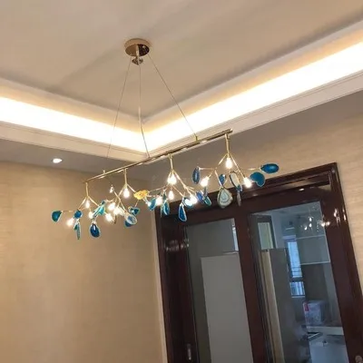G4 led железные в стиле постмодерн Агатовая люстра светлячок. Люстра освещение подвесной светильник Lampen Lustre для столовой фойе