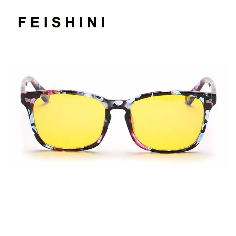 

Feishini Computer Glasses Frame Men Square Anti Blue Ray Club Eyewear Women Master Anti Radiation Optical Goggle Rivet