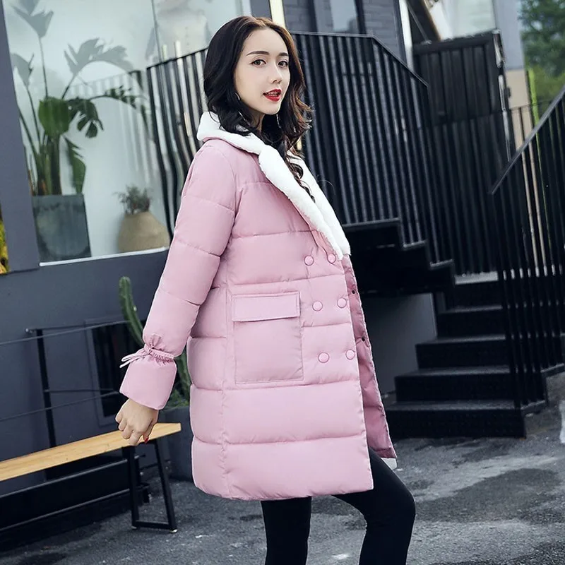 2019 new fashion black Winter Coat Women Slim Snow Outwear Mid Long Wadded Jacket Thick Cotton Padded Warm Parkas MY34 | Женская одежда