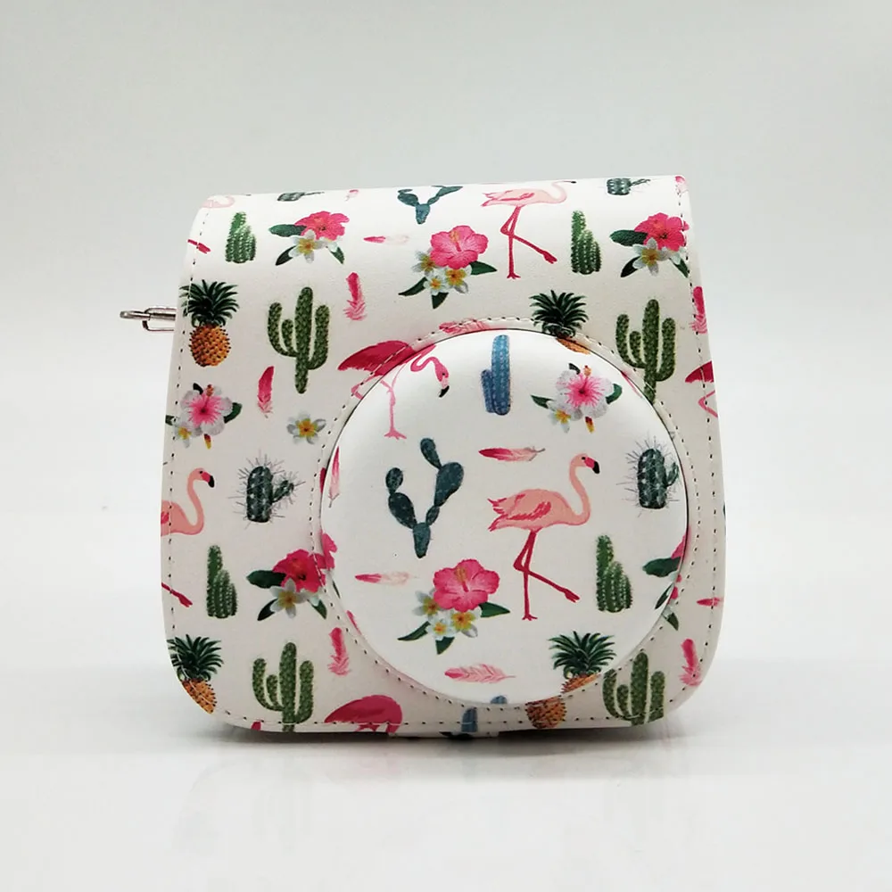 Cactus Flamingo Защитный чехол фламинго для Fujifilm Instax Mini 9 8+ 8 фотокамера моментальной печати, мягкая сумка из искусственной кожи со съемным плечевым ремнем - Цвет: Cactus Flamingo