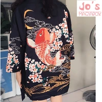 summer top fish japanese kimono cardigan female blouse women shirt jiu jitsu harajuku kimono floral kawaii long plus size