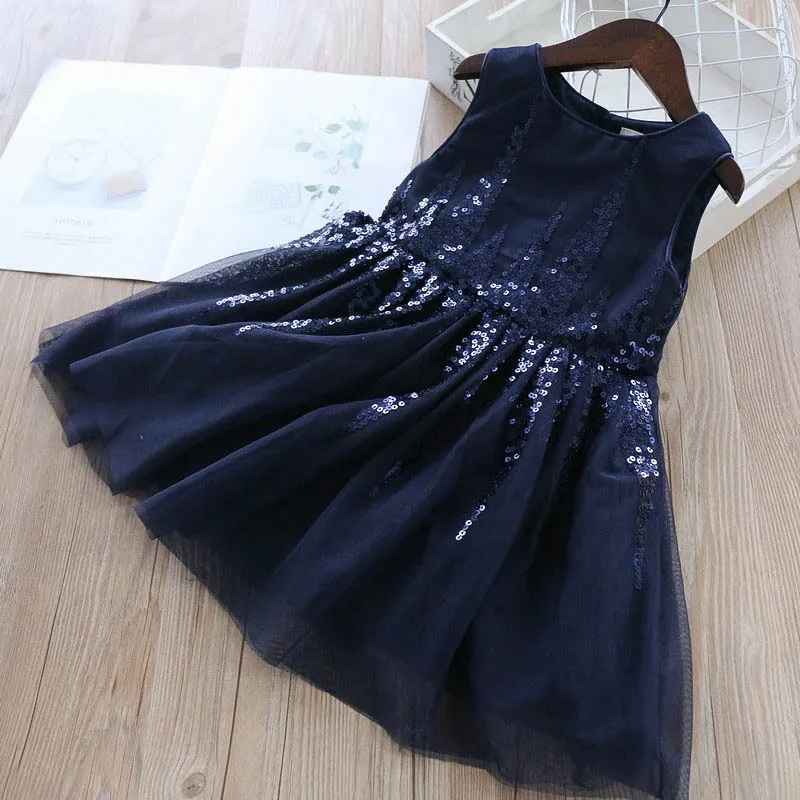Cute Girls Kids Sequin Tulle Western New Fashion Clothes Princess Party Summer Spring Candy Pink Blue Color Dresses | Детская одежда и