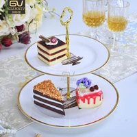 jane european style bone china double decker plates cake fruit snack plate afternoon tea english ceramic tray creative gift
