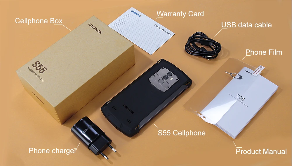 Быстрая доставка DOOGEE S55 Lite IP68 Водонепроницаемый смартфон 2 Гб оперативной памяти