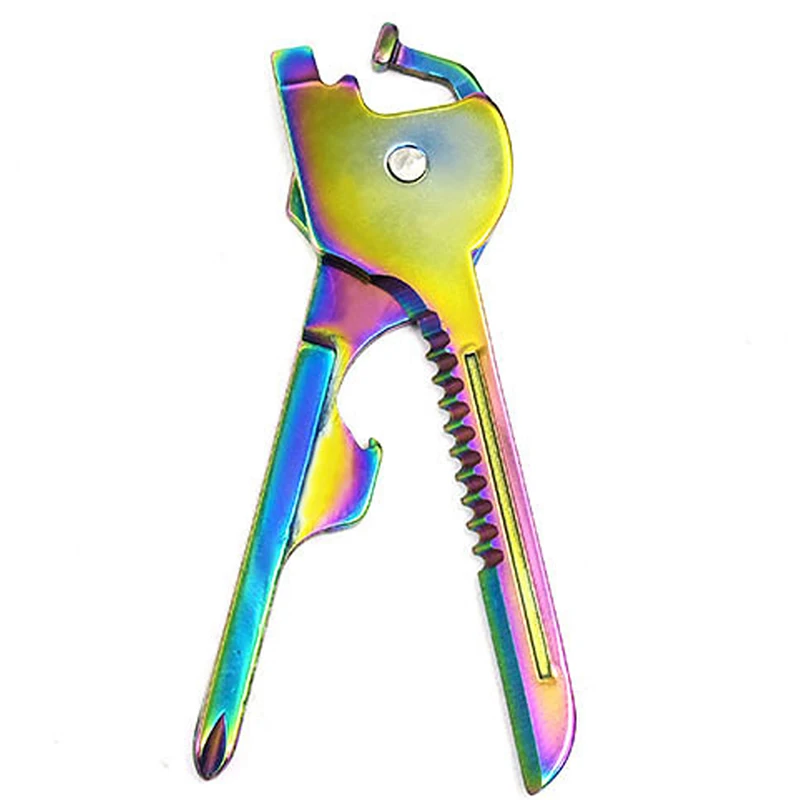 

self defense Outdoor Multi-function Tools stainless steel Screwdriver Portable Bottle opener 6 In 1 EDC Tools Technol Knife