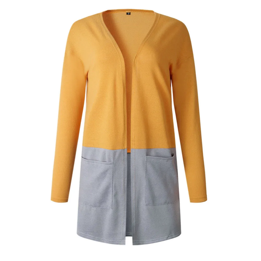 Новое поступление Модный зимний женский вязаный кардиган с карманами и длинными