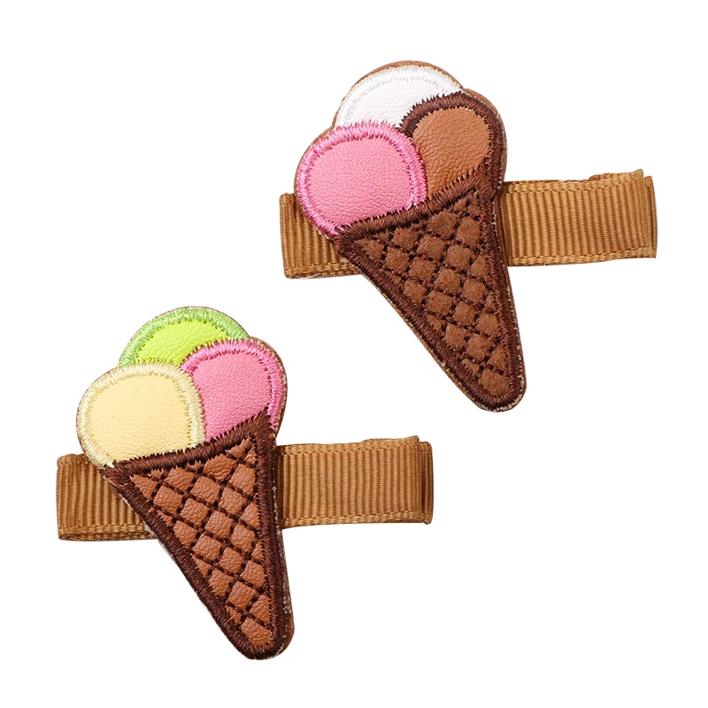 2019 летние детские заколки для девочек Icecream форма кожа ткань вышивка волос