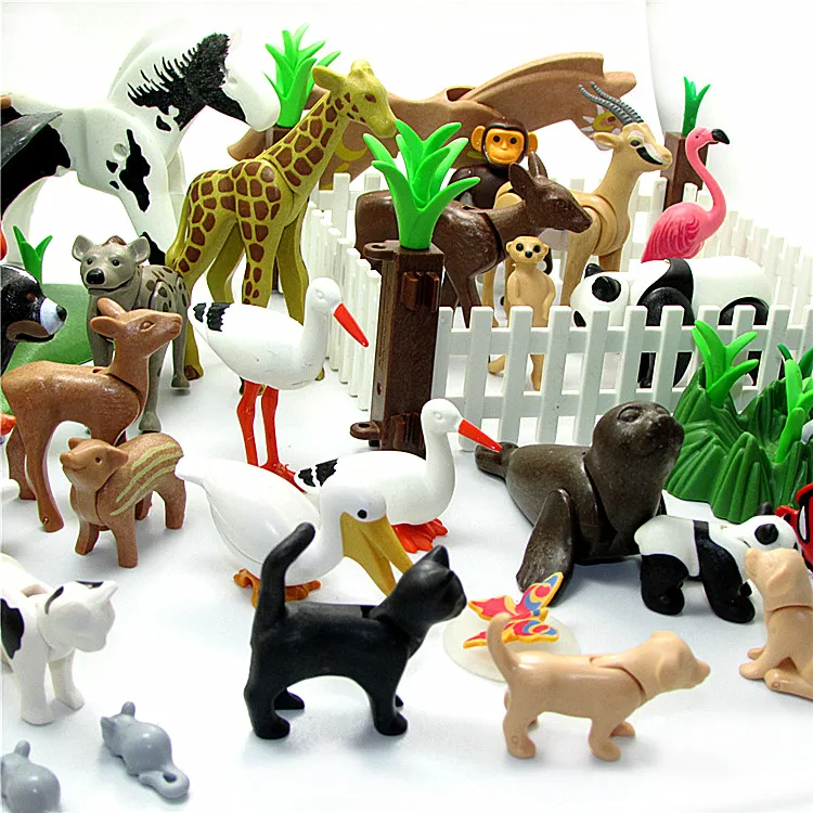 Детские Оригинальные игрушки животные от Playmobil рыба птица собака для девочек