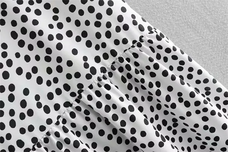 Женское повседневное длинное платье в горошек с круглым вырезом и рукавами три