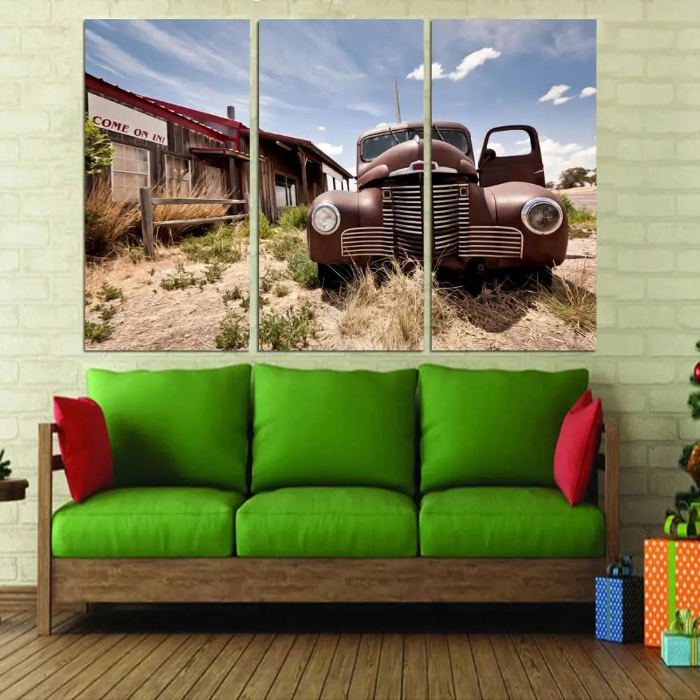 

Drop shipping 3 Panel printed painting Car Painting Canvas Wall Art Picture Home Decoration Living Room Modern painting LS275