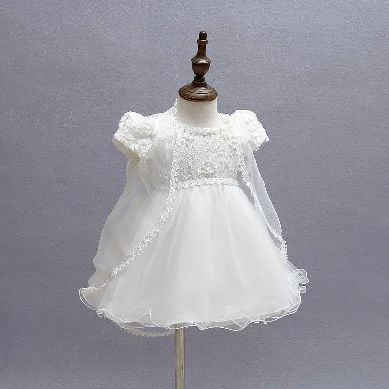 Платье кружевное атласное с вышивкой 3 шт./компл.|baptism christening|baby girls baptismbaby girl party dress