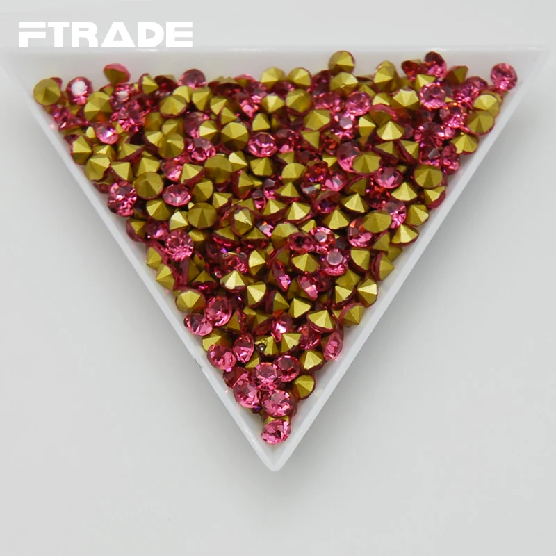 Акция! Высококачественные стразы в форме конуса сзади роза цвет кристалл шатон