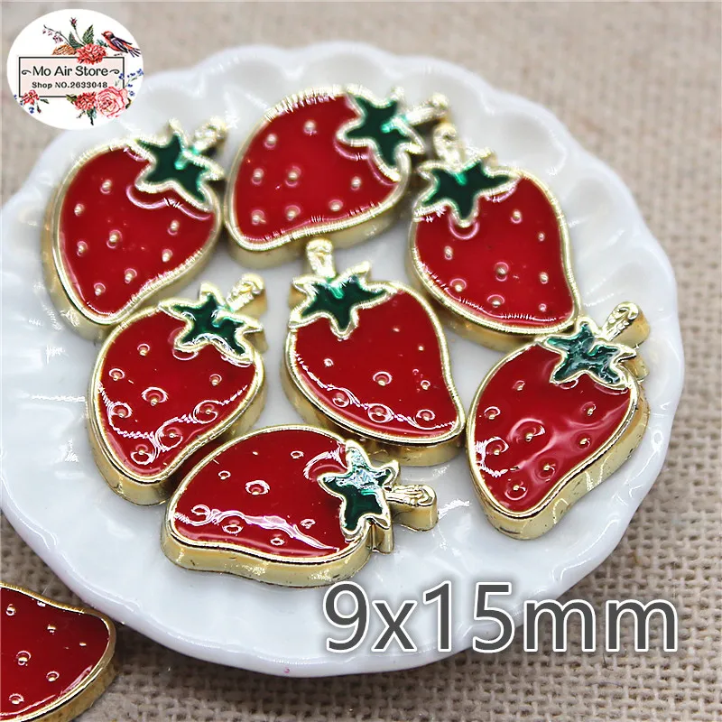 50 шт. 9x15mm Пластиковые клубника flatback отделанные маленькой клеткой в стиле ремесло аксессуары для скрапбукинга
