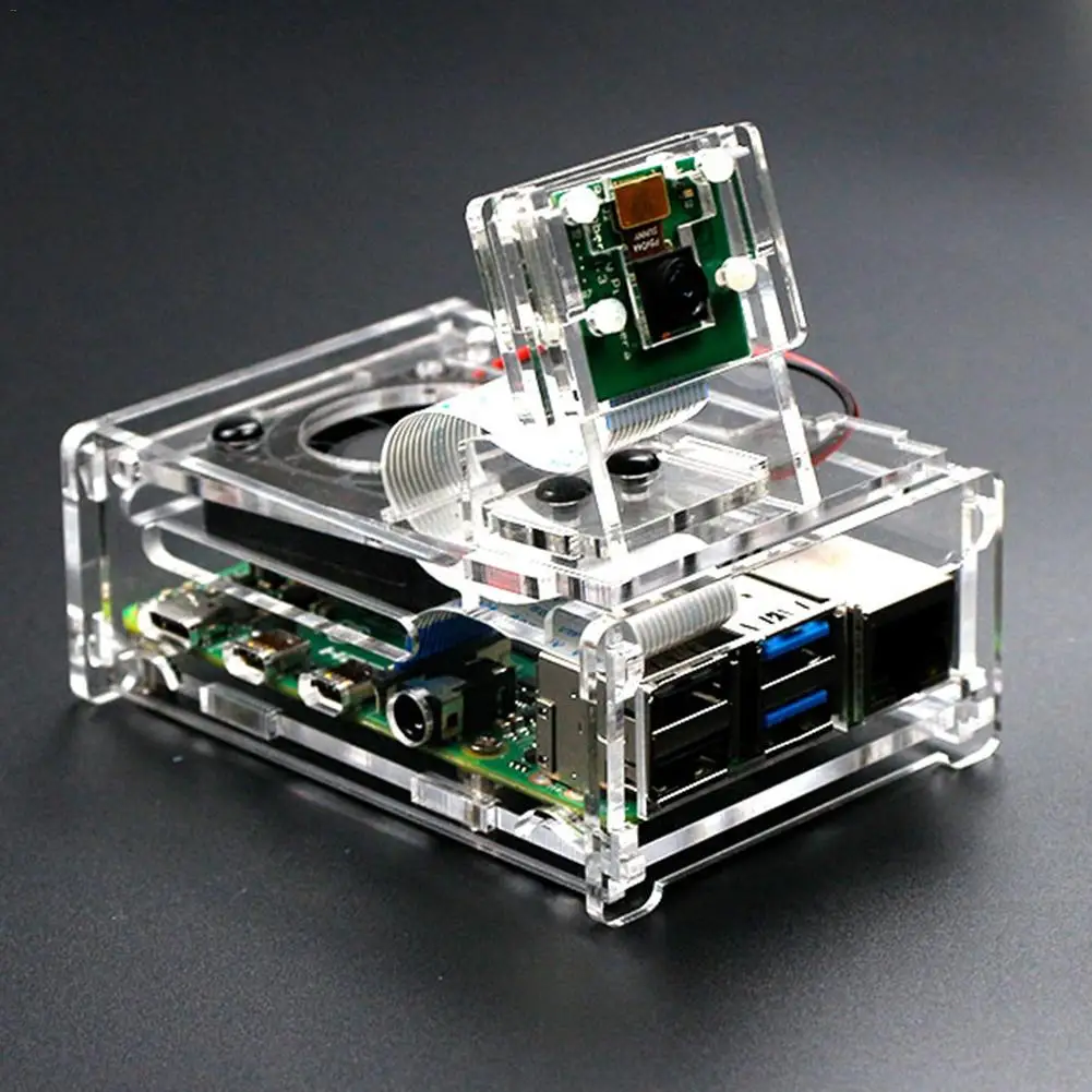 Прозрачный акриловый чехол 3 5 дюйма для Raspberry Pi 4 Модель B корпус с охлаждающим