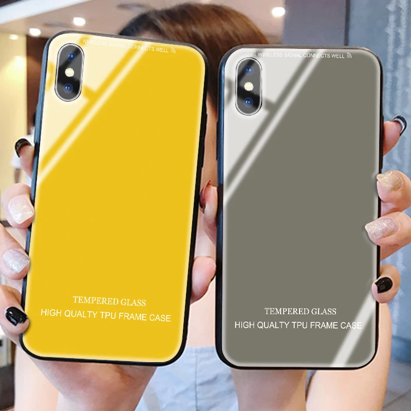 Роскошный закаленное стекло чехол для телефона s iPhone 8 7 6 6S Plus 5 5S X XS MAX XR Модный samsung