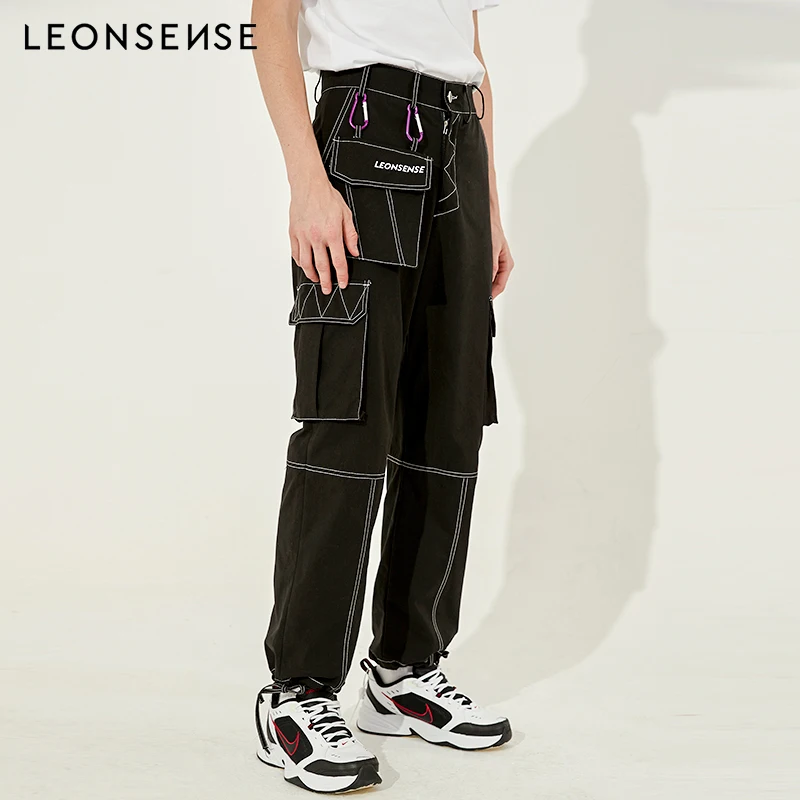 Leonsense 2018 новые Брендовые мужские модные брюки карго с вышитым логотипом