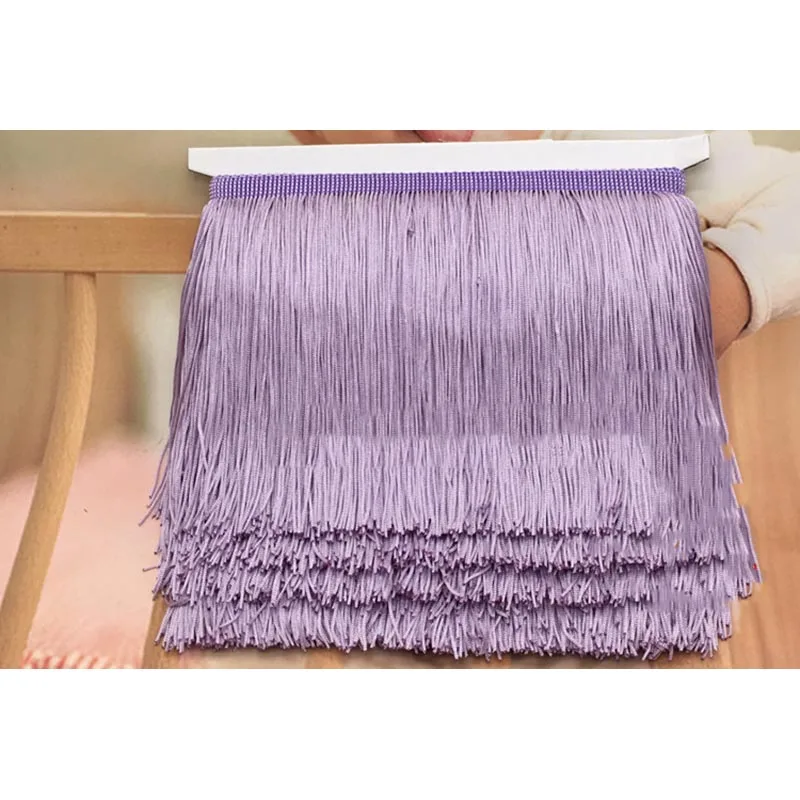 lt purple Meetee 5/10 ярдов/15/20/30 см латинские с бахромой и отделкой кружевное полотно платье для танцев Самба Стадия Декор полиэстер Костюмы лента AP619 - Цвет: lt purple