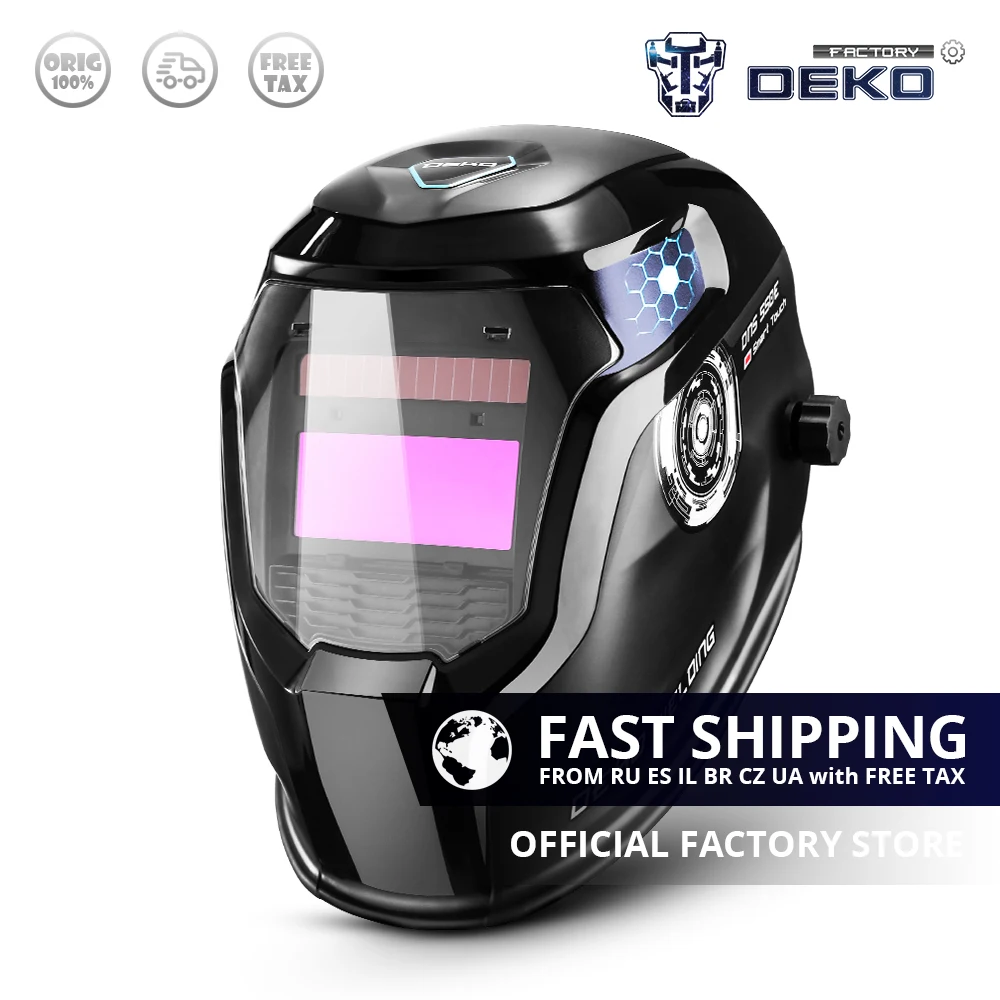 Заводская распродажа DEKO DNS-550E Солнечная энергия авто затемнение сварочный шлем маска сварщика 92*42 см Объектив большая зона обзора для TIG MIG MMA