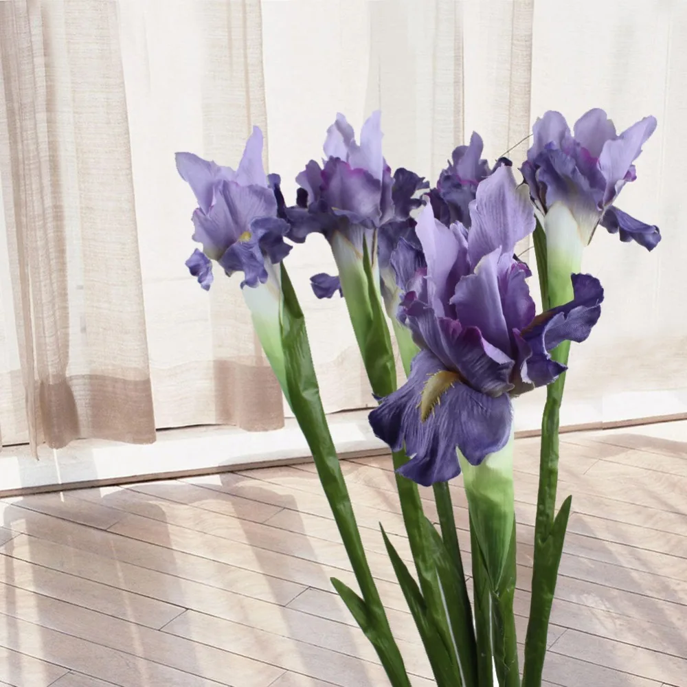 

OurWarm 11pcs Colored Artificial Iris Flowers Fake Plant Banquet Hotel Dinner Room Rustic Wedding Home Table Decoration