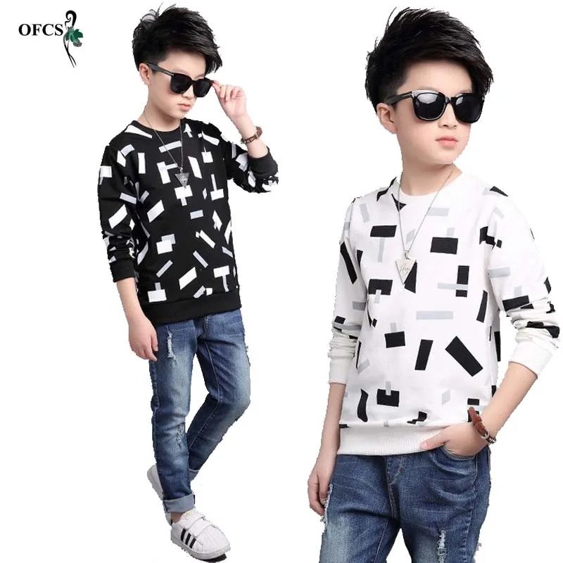 Розничная продажа новинка Весенняя футболка с длинными рукавами для мальчиков