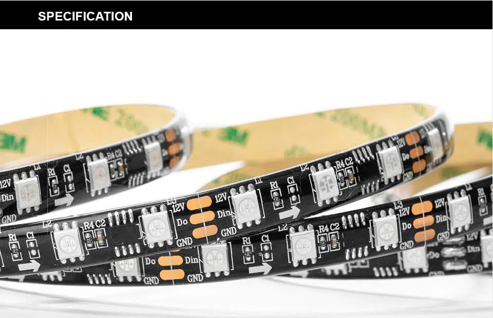 WS2811 цветных(RGB) светодиодных лент 5050 SMD адресуемый 30/48/60/96/144 светодиодов/m Led Пиксели внешний 1 Ic Управление 3 светодиода Нормальный/яркий 5 м DC12V