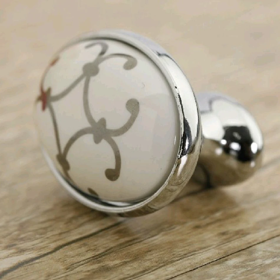 Free Shipping Ceramic Drawer Knobs Dresser Handles and Classical Porcelain Cabinet Handle Chrome Finished | Обустройство дома