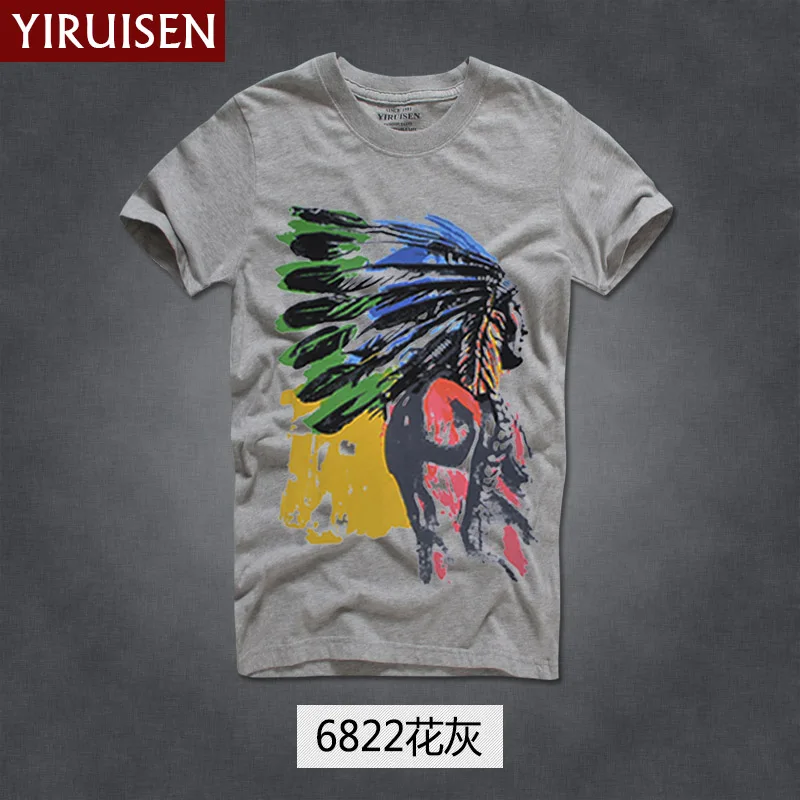 6822 YIRUISEN, брендовая одежда, принт, короткий рукав, футболка для мужчин, хлопок, модный летний топ с круглым вырезом, футболки, мужские S-XXXL - Цвет: 6822