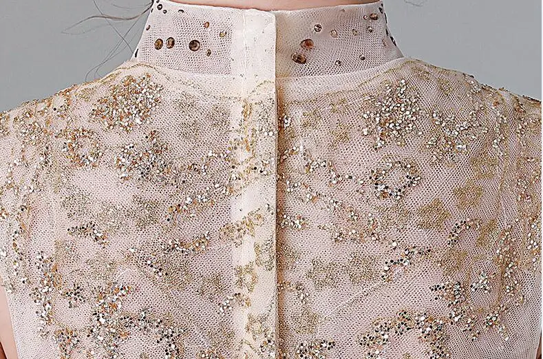 Элегантное детское платье блестящее кружевное для выпускного с длинным рукавом