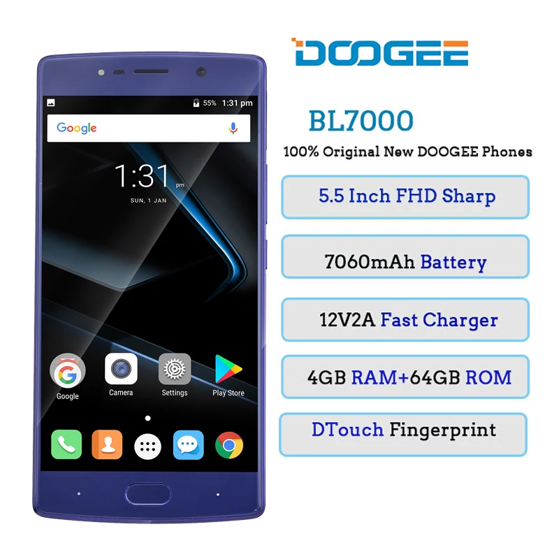 DOOGEE BL7000 4G 5 дюймовый смартфон Android 7 0 7060 mAh 64 GB Восьмиядерный двойной задний Cam 13.0MP