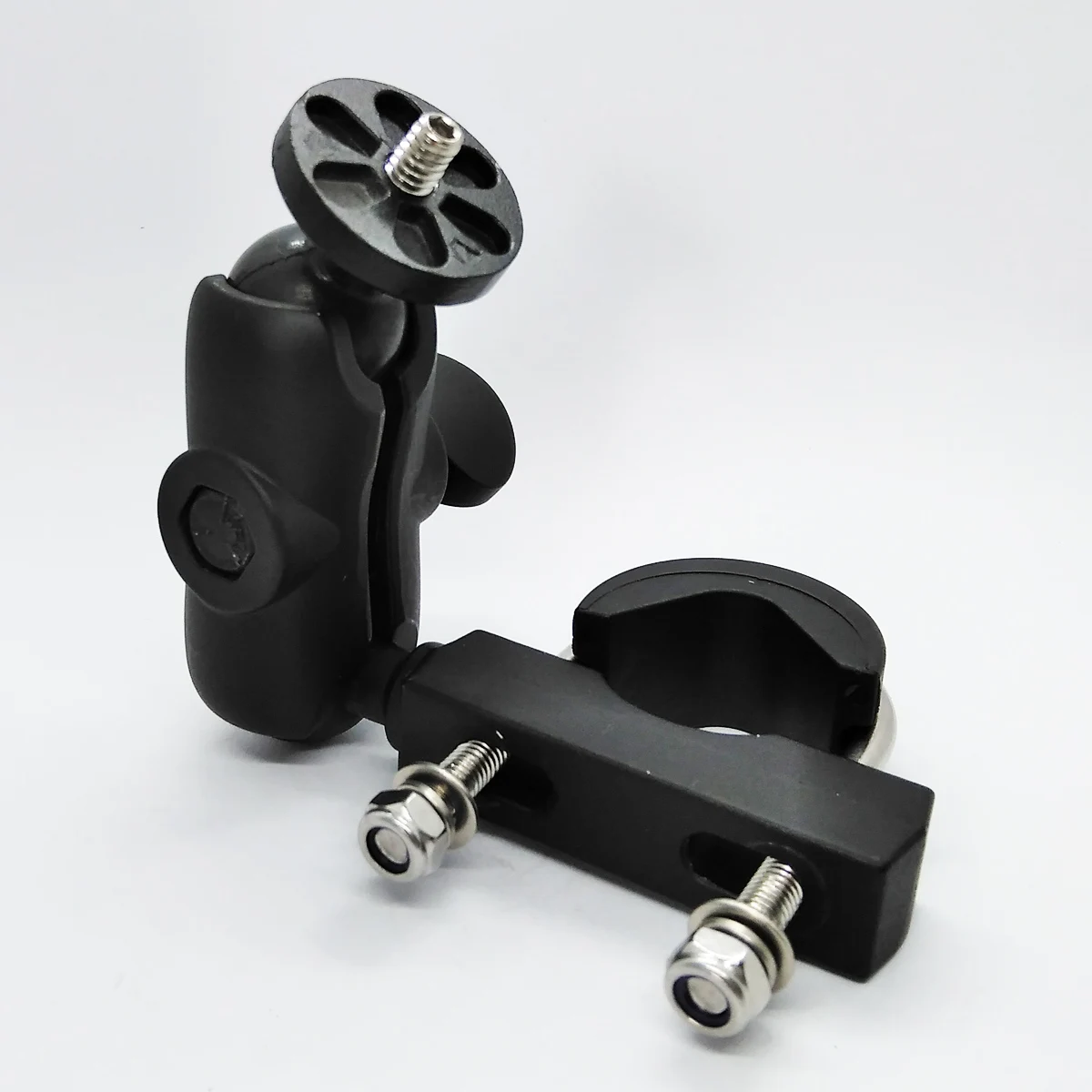 Motorcycle Bar Mount Double Socket Arm with 1'' Rubber Ball 1/4''-20 Thread Adapter for GoPro(Adapter Gopro Included) |