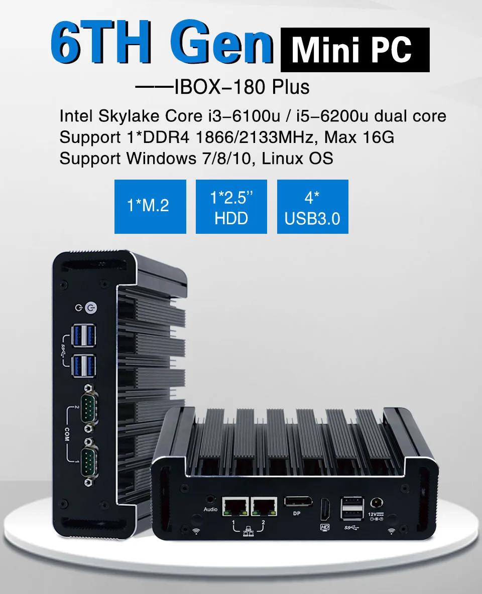 Eglobal NUC 2 Gigabit LAN Мини ПК Intel Core i5 6200U i3 6100U DDR4 Pfsense маршрутизатор COM AES-NI DP HDMI Linux сетевой