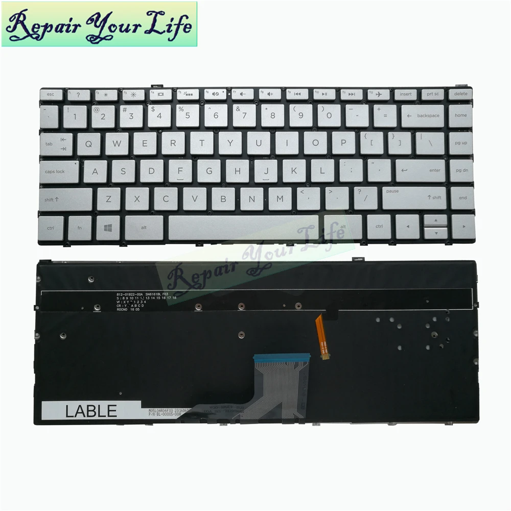 US laptop keyboard for HP x360 13-W 13-w021TU w027tu 13-W020CA English black with silver backlit 935429-001 backlight original | Компьютеры
