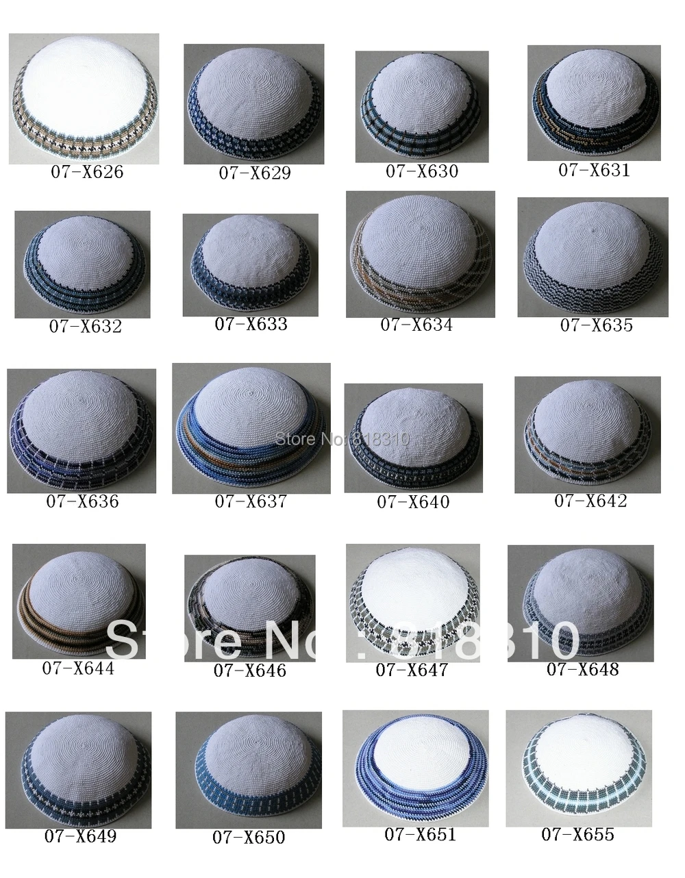 Высокое качество ручной работы вязаный YARMULKE KIPPAH Белый Топ DMC MOQ 50 шт./цена модели